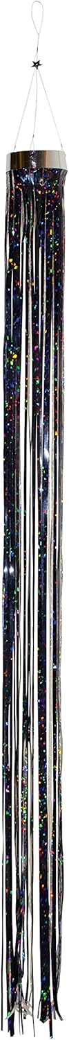 West Coast Design Studios 9053 Holographic Mylar Windsock Hanging Decoration, Black/Silver