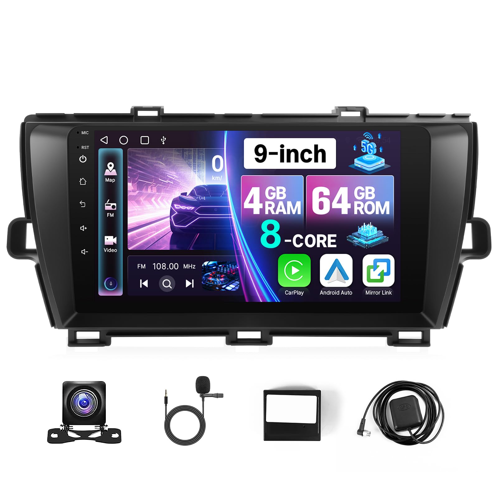 Photo 1 of KuTaiTai 4+64GB Android 13 Car Stereo for Toyota Prius 2010-2015 (for J.B.L Version) with Carplay Android Auto, 9" IPS Touchscreen Head Unit for Prius Radio with BT GPS WiFi + MIC + Camera + CANBUS