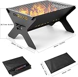 Odoland Camping Fire Pit 2 in 1 Wood Burning Grill with Detachable Cooking Grate view 3