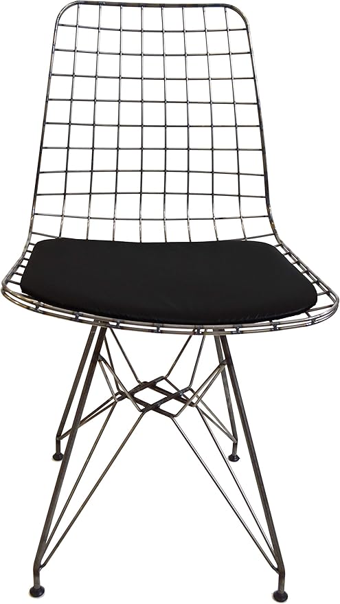 Draht Stuhl Modern I Farbe Industrial Style I Esszimmer Office Buro Lounge Schminktisch I Designer Sessel Im Bertoia Wire Chair Style I Polster Schwarz Amazon De Kuche Haushalt