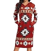 Kimmery Long Sleeve Dress for Women Lightweight Kangaroo Pocket Hoodie Dress Fall Sweatshirts for Women