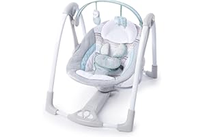 Ingenuity Compact Lightweight Portable Baby Swing with Music, Nature Sounds and Battery-Saving Technology - Abernathy, 0-9 Months
