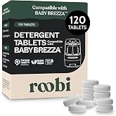Roobi Detergent Tablets Compatible with Baby Brezza. 120 Count | Formulated for Bottle Washer Pro. Removes Milk Residue &amp; Odor, Hypoallergenic Carbon Neutral.