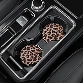 4 Pack Car Coasters, 2.75inch Leopard Print Cup Holder Coasters for Car, Neoprene Cup Pad Mat Coaster for Cup Holders for Women