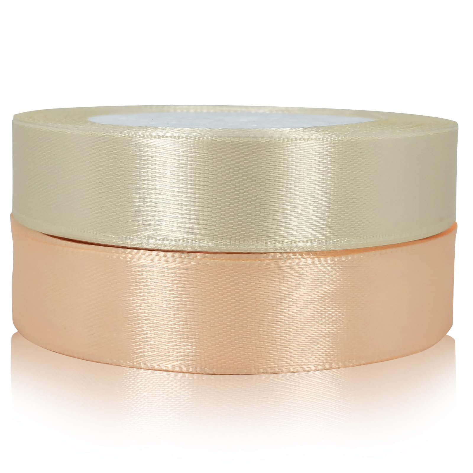 Rose Gold Satin Ribbons for Crafting - 2 Rolls, 22M Each - Gift Wrapping, Hair, Wedding, Car, Balloon, Cake Decoration — image 1