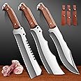VARLEA Meat Cleaver Heavy Duty Butcher Full Tang Knife with Sheath,Chef's Knives,Vegetable Cleaver Knife Chopper,Machete for Kitchen Outdoor Camping BBQ (Mix-Large)