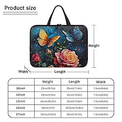 Uasibuni Roses Butterfly Print Laptop Bag,17 inch