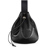 Leather Belt Pouch Vintage Leather Pouch Medieval Leathers Drawstring Pouches, Retro Renaissance Style Portable Belt Bag/Coin Purse/Dice Bag(Black)