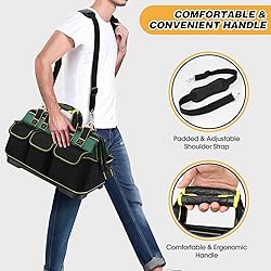 17 Inch Open Top Tool Bag with Hard Bottom, Tool