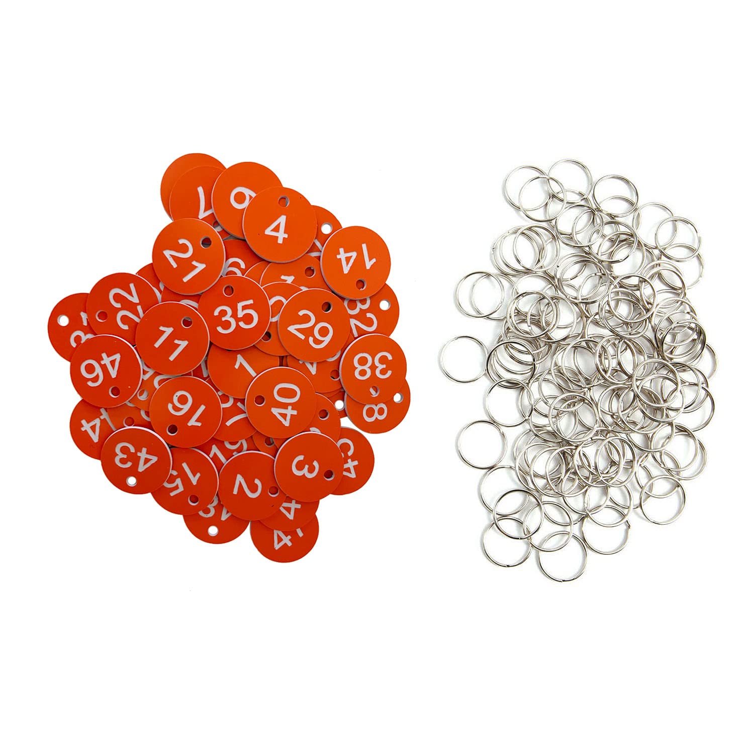 Plastic ID Number Tags Number Labels Key Tags with Key Rings (Orange, 101-200)