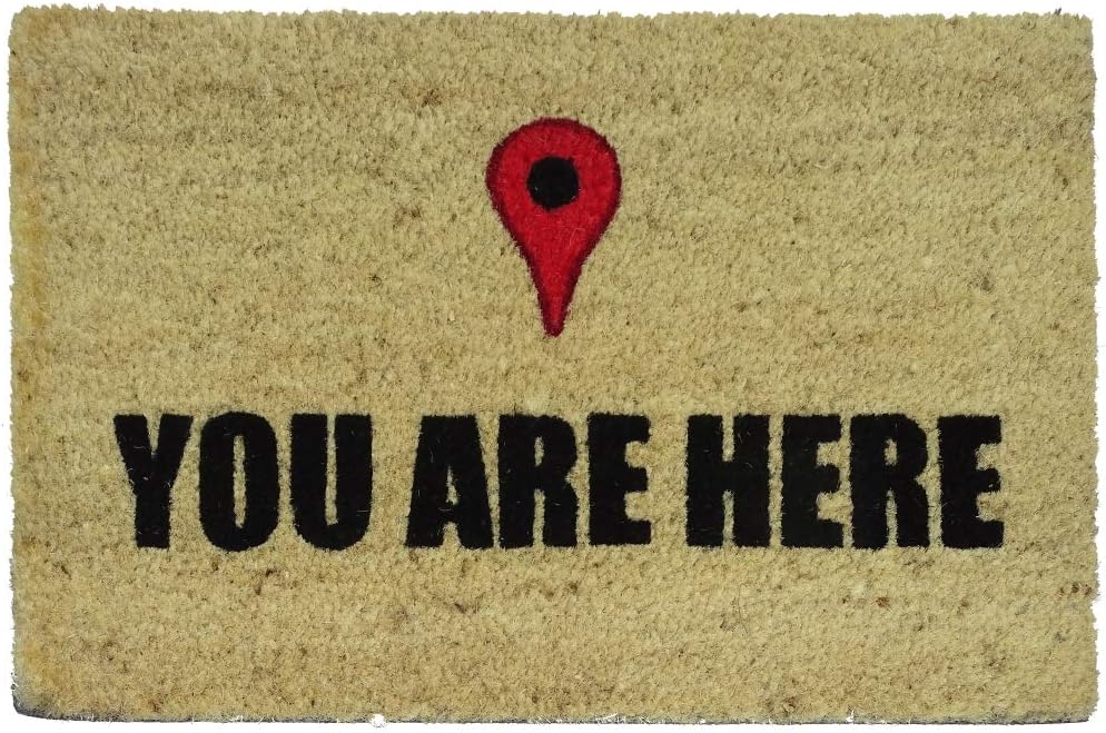 KokoDoormats Outdoor Welcome mat - Front Door Mat Outdoor Entrance in Natural Coir with Heavy Duty PVC backing, Outdoor Door Mat for your Porch Decor, 60x40 cm - You Are Here