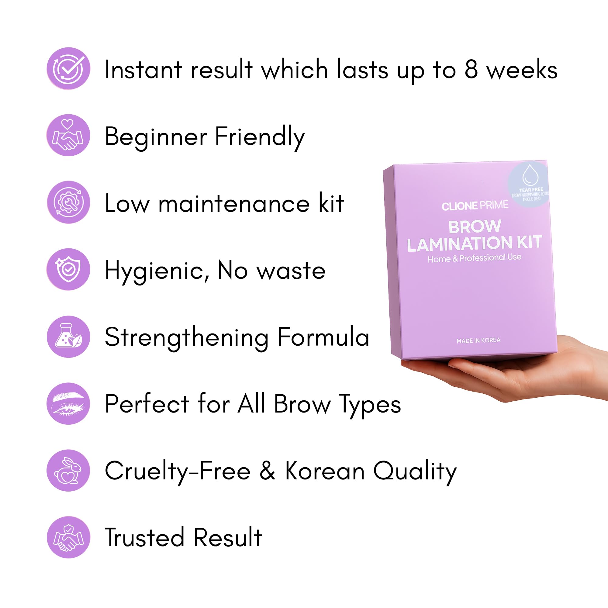 CLIONE PRIME At Home Brow Lamination Kit - DIY Eyebrow Lamination Kit Professional Eye Brow Perm Kit Instant DIY Eyebrow Lift Kit for Fuller Thicker Brows Lasts For Upto 8 Weeks