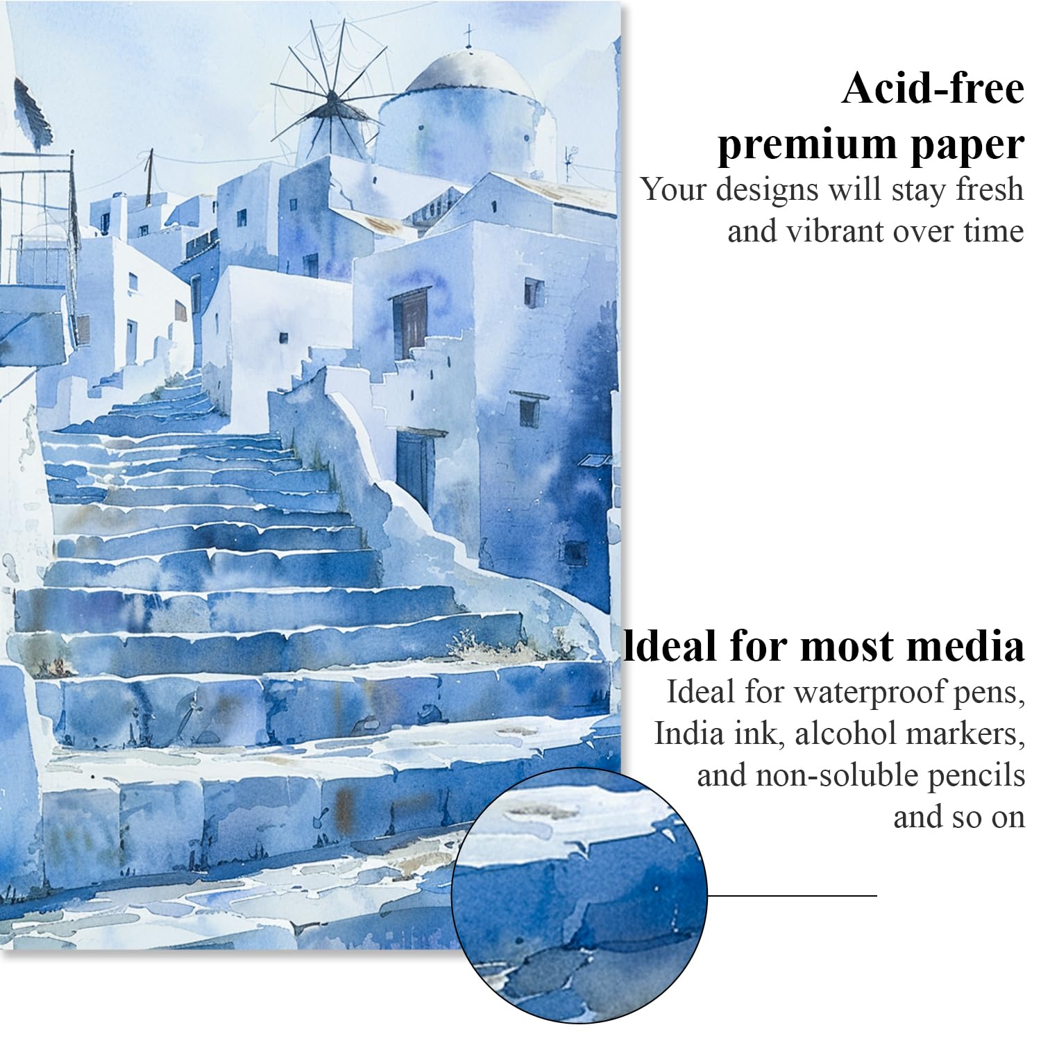 Watercolor Paper Pad, Watercolor Pad 9x12”, 300 GSM/ 140 lb Water Color Paper, 16 Sheets Cold Press - Painting, Drawing & Art Supplies for Adults & Kids, Watercolor Sketchbook for Wet & Dry Media.