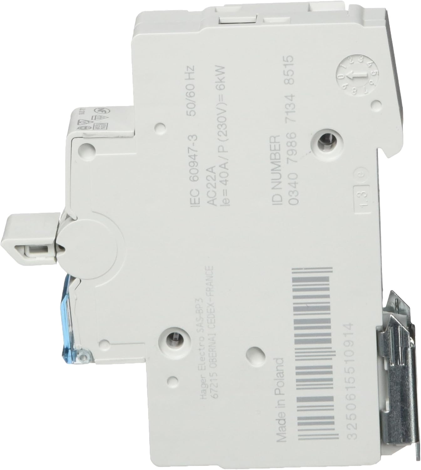 Hager Systems SFT140 Modular Switch with Common Up, I-0-II, 1 Pole, 40A, White, dane 3108 - Image 4