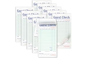 FMP Brands Guest Check Books for Servers, Server Note Pads Paper, Total 500 Sheets (10 Pads), Light Green with Guest Receipt, Guest Check Pads, Restaurant Order Pads, Waitress Notepads