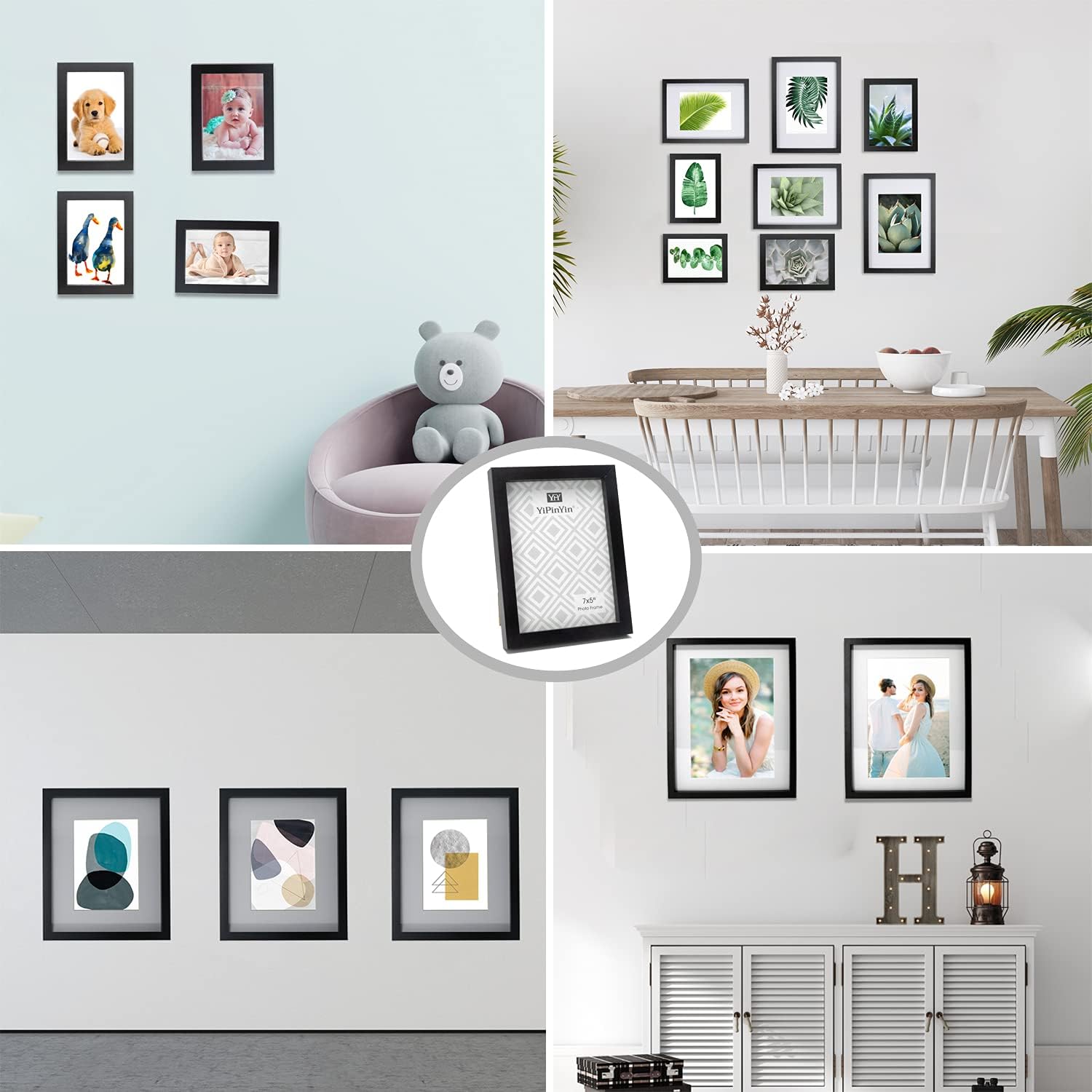 Black 8 x 6 Inch Picture Frame Set of 3 with Mount for 6 x 4'' - Image 3