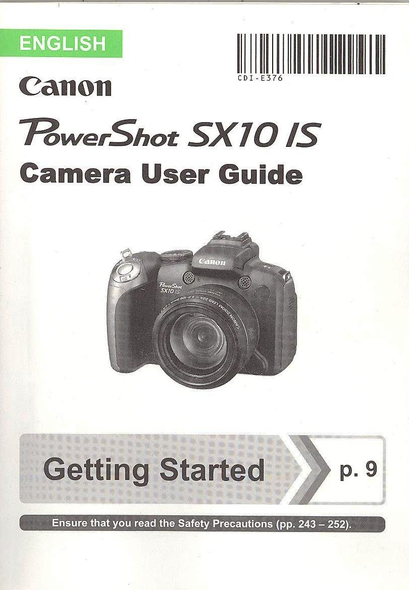 Canon PowerShot SX10 IS User Guide - Original Instruction Manual Paperback  – 2008