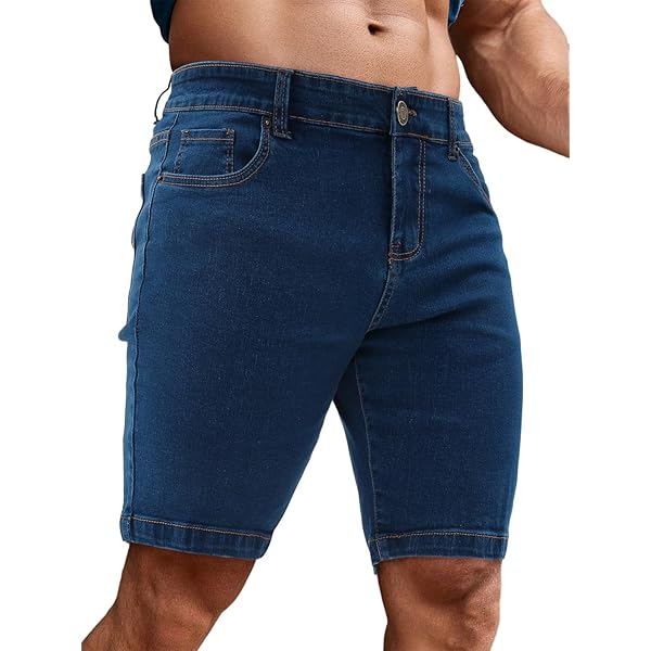 Amazon.com: Men's Skinny Fit Distressed Denim Shorts Destroyed