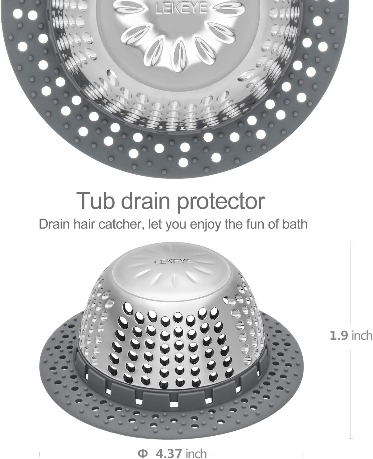 LEKEYE Drain Hair Catcher/Bathtub Drain Cover/Drain Protector for Pop-Up & Regular Drains(Patented Product): Home & Kitchen