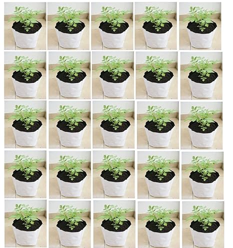 YUVAGREEN Terrace Gardening UV Treated Poly Grow Bags (White Outside, Black Inside - 15 Bags)