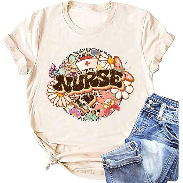 Nurse Love T-Shirt For Women - Loose Fit Letter Print Tee, Comfy Casual Top For School Nurse Life | S-2XL Sizes
