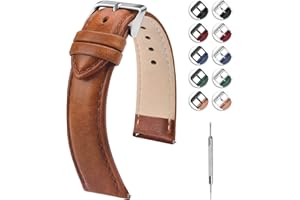 Fullmosa Watch Band, Quick Release Leather Watch Strap for Men Women, Replacement Bands Width 14mm 16mm 18mm 19mm 20mm 21mm 22mm 24mm