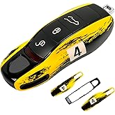 Aojezoor Key Fob Cover Compatible with Porsche Key Shell Key Fob Shell (Yellow No. 4, Old Model)