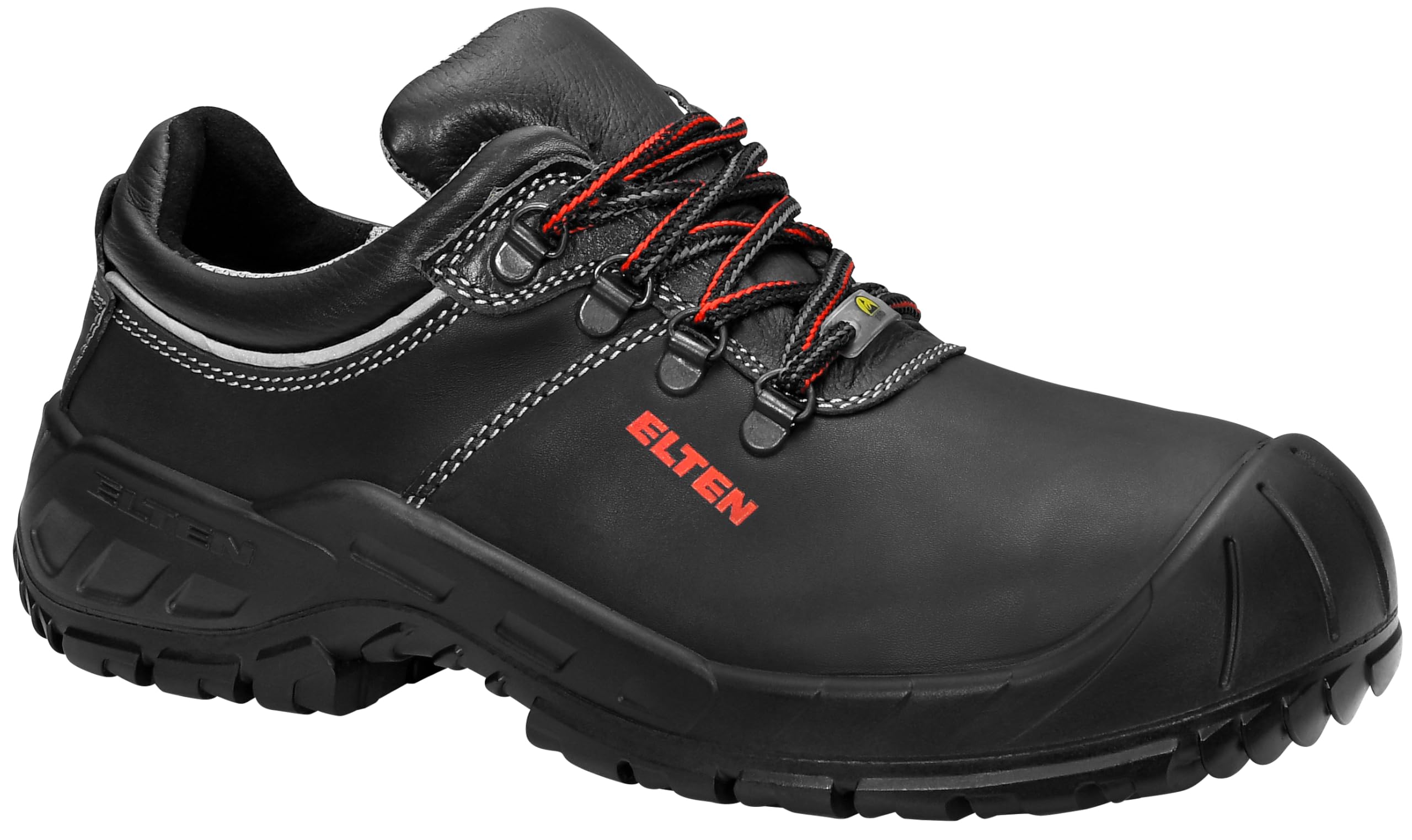 Elten 725841-43 Safety Shoes "Renzo Low" ESD S3, Size 9, black/red