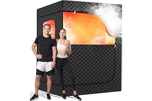 Manastin 2 Person Portable Steam Sauna for Home, 1 or 2 Person Full Body Home Spa with 2 Foldable Chairs,9 Levels of Sauna Box with Remote Control, (Black, Large)