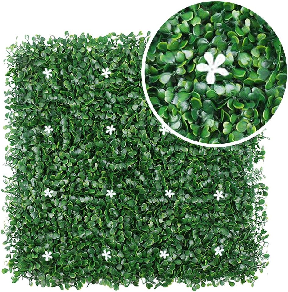 ATR ART TO REAL Artificial Hedge Boxwood Panels Plant Faux Greenery Panels UV Protected Privary Screen Indoor Outdoor Use Garden Fence Home Decor Greenery Panels Wall Pack of 6 Pieces 20''x 20''