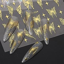 Gold Animal Nail Art Stickers, Butterfly Leopard