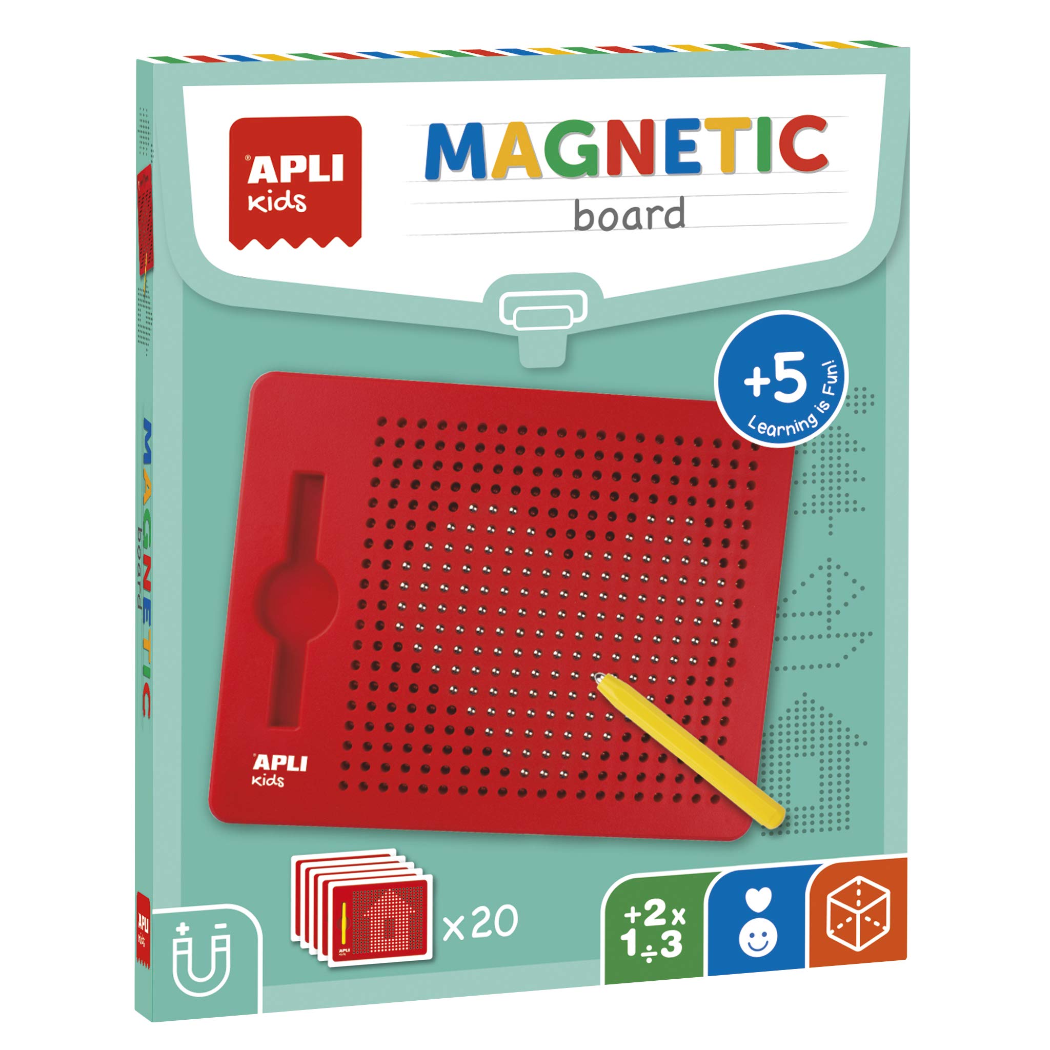 APLI Kids 17536 Magnetic Educational Board (215 x 12 x 170 mm) with Magnetic Pen and Example Cards