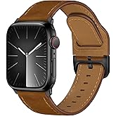 YALOCEA Leather Bands Compatible with Apple Watch Bands 42mm 41mm 40mm 38mm for Men Women, Genuine Leather Strap for iWatch Series 11 10 9 8 7 6 5 4 3 2 1 SE 3/2/1, Retro Brown/Black