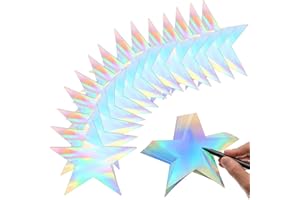 FOBSME 120 Pieces Iridescent Stars Cutouts Double Printed Star Cutouts Aluminum Foil Paper Star Confetti Cutouts 6 Inch Large Glitter Stars Decoration for Bulletin Board Wedding Holographic Party Supplies