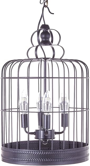 Top Lighting Antique Black 3 Light Metal Birdcage Chandelier