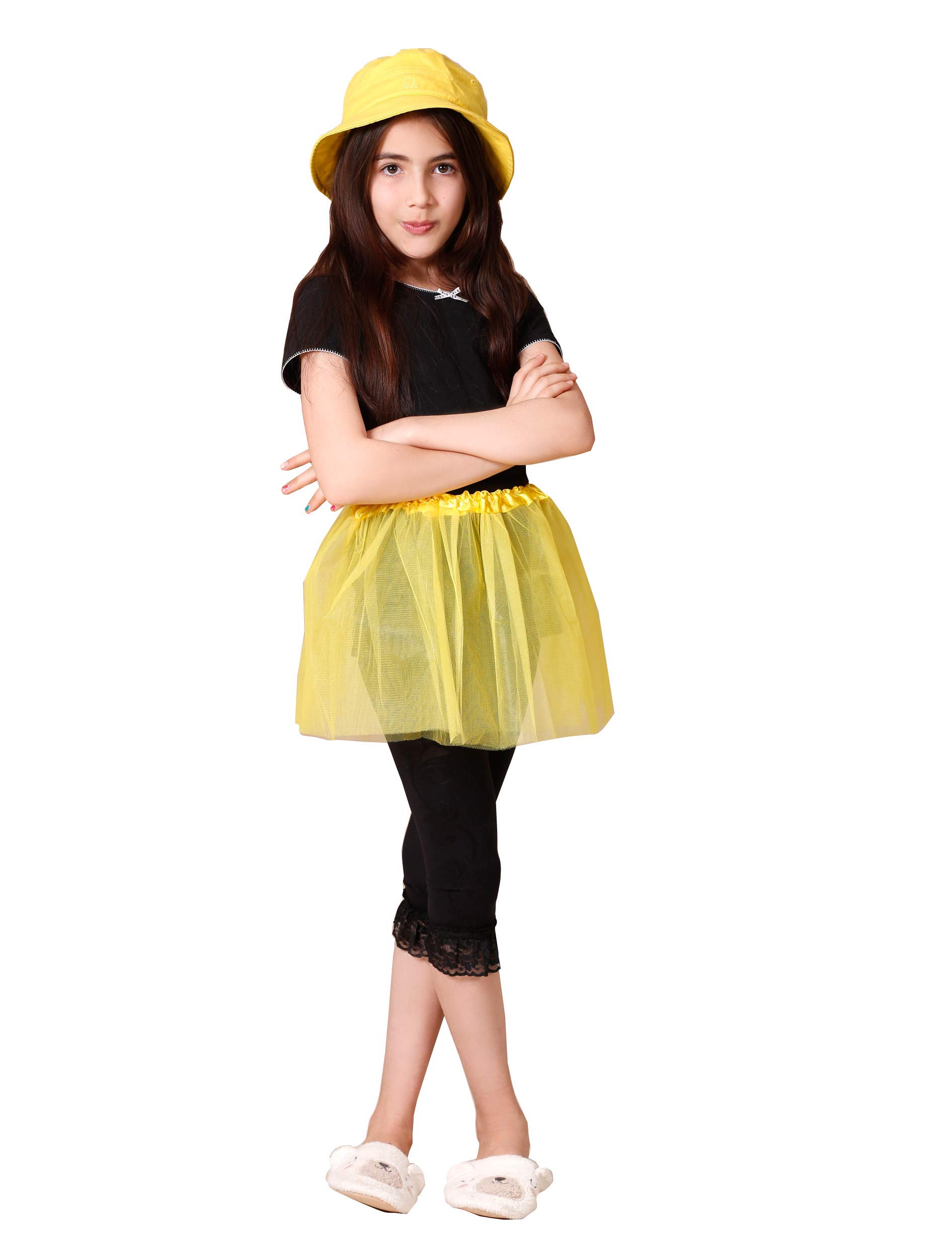 Matissa Girls Tutu Skirt Dress Up Fancy Dress Party Hen Party (Yellow, M (9-16 Years))