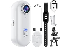 INTEPOLL 4K Mini WIFI Action Camera 128GB Thumb POV Portable Body Cam Wearable Video Recorder with IPX7 Waterproof Camcorder, Helmet Mount, Magnetic,Pocket Sport DV for Bike Cycling, Pet, Vlogging(White)
