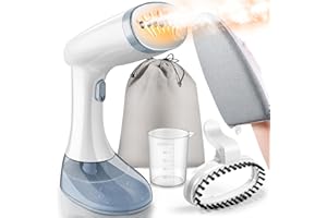 GANIBAY Steamer for Clothes, 1350W Fast Wrinkle Removal Handheld Clothes Steamer with Heat Resistant Glove, 30s Fast Heat-up and Easy to Use Portable Steamer with 380ml Large Tank Fabric Brush for Home Travel