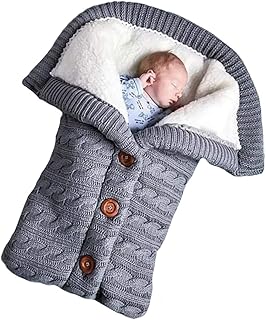 Schlafsäcke Baby Winter,Neugeborenes Baby Gestrickt Wickeln Swaddle Decke Kinderwagen Schlafsack für 0-24 Monat Baby (Grau, 68x 40cm)
