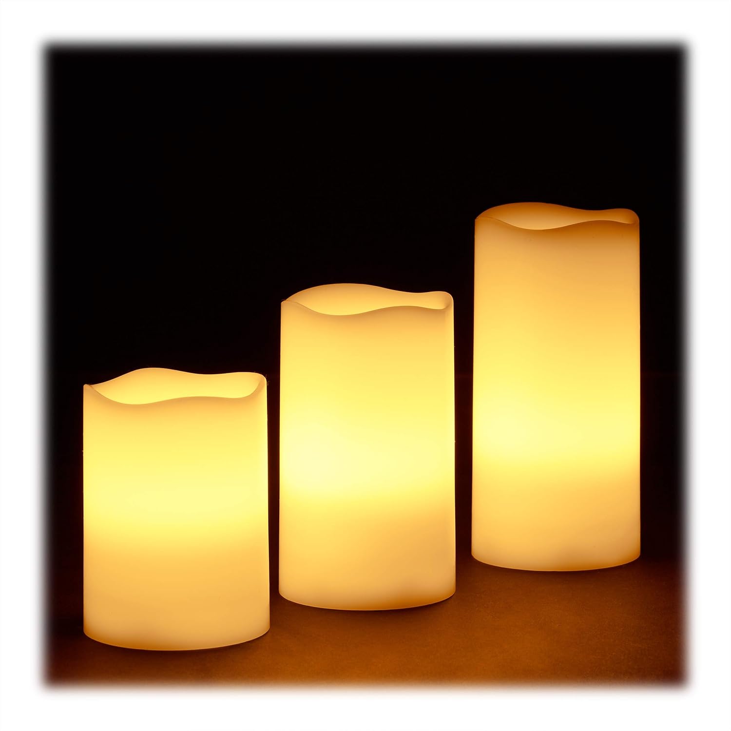 Relaxdays LED Wax Candles Set, 3 Electric Flameless Candles, Flickering, Battery-Powered, Bright, HxWxD: 13 x8x8 cm, Cream