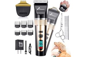 Gimars 4 in 1 Dog Grooming Clippers with Small Trimmer, 7000RPM High-Power 4-Speed Quiet Pet Shaver (≤55dB), Cordless Rechargeable Dog Hair Clippers for Thick Coats with Scissors, Comb & USB