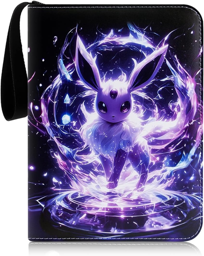 SupaWeiss 4 Pocket Card Binder,50PCS Trading Card Binder Albums,400 Pockets,Waterproof Card Collection Binder with Zipper,PU Leather Collectible Card Album for Card Collection