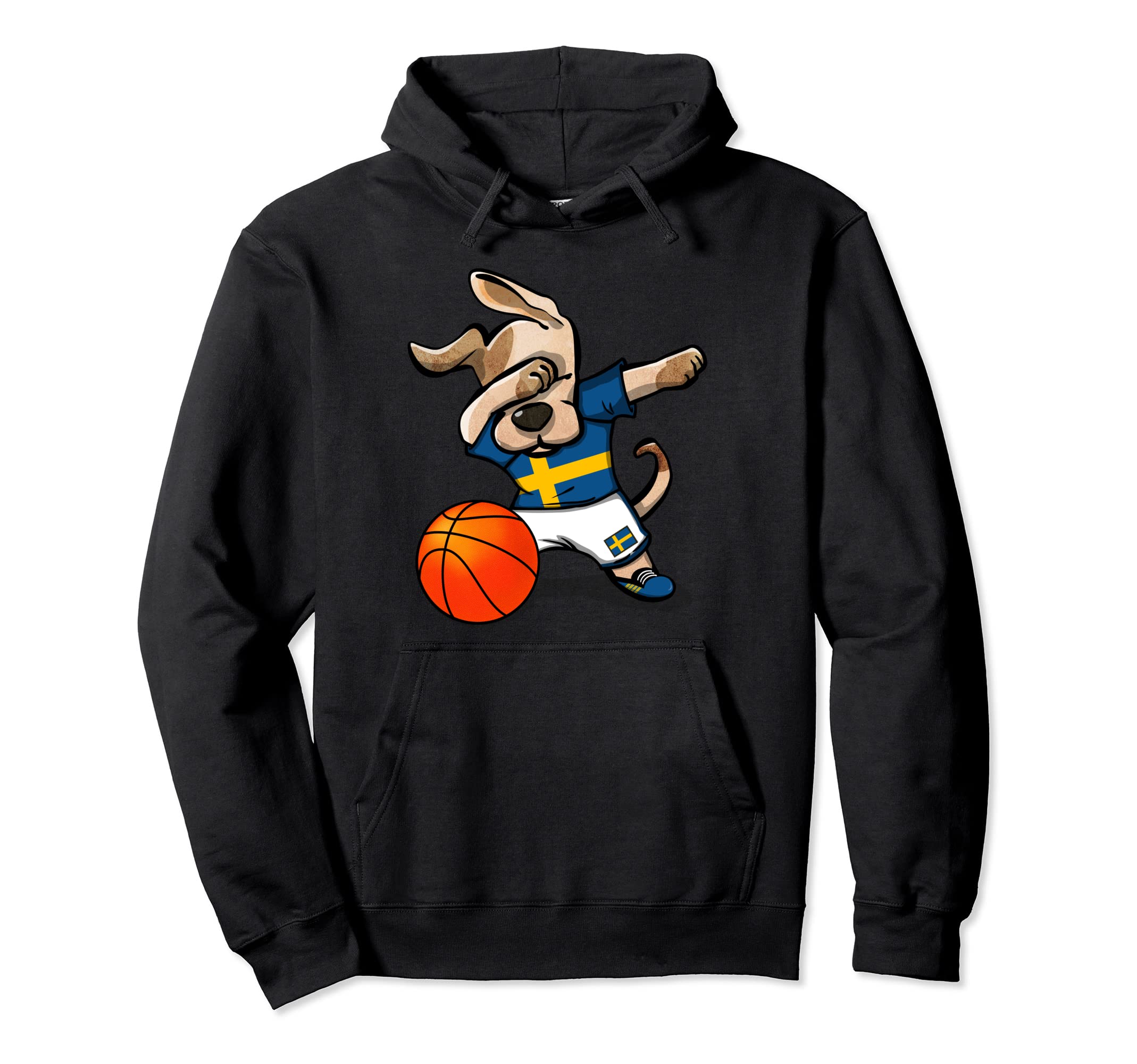 Dabbing Dog Sweden Basketball Fans Jersey Swedish Flag Sport Pullover Hoodie