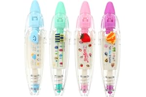 UTHCLO Lot de 4 rubans correcteurs de dessin animé avec motifs multicolores