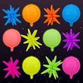 GELOUBO 12pcs 4D 22 inch round and starburst neon balloon,glow in the dark balloons,fluorescent birthday decorations spike balloons,for fluorescent birthday decorations,summer party supplies