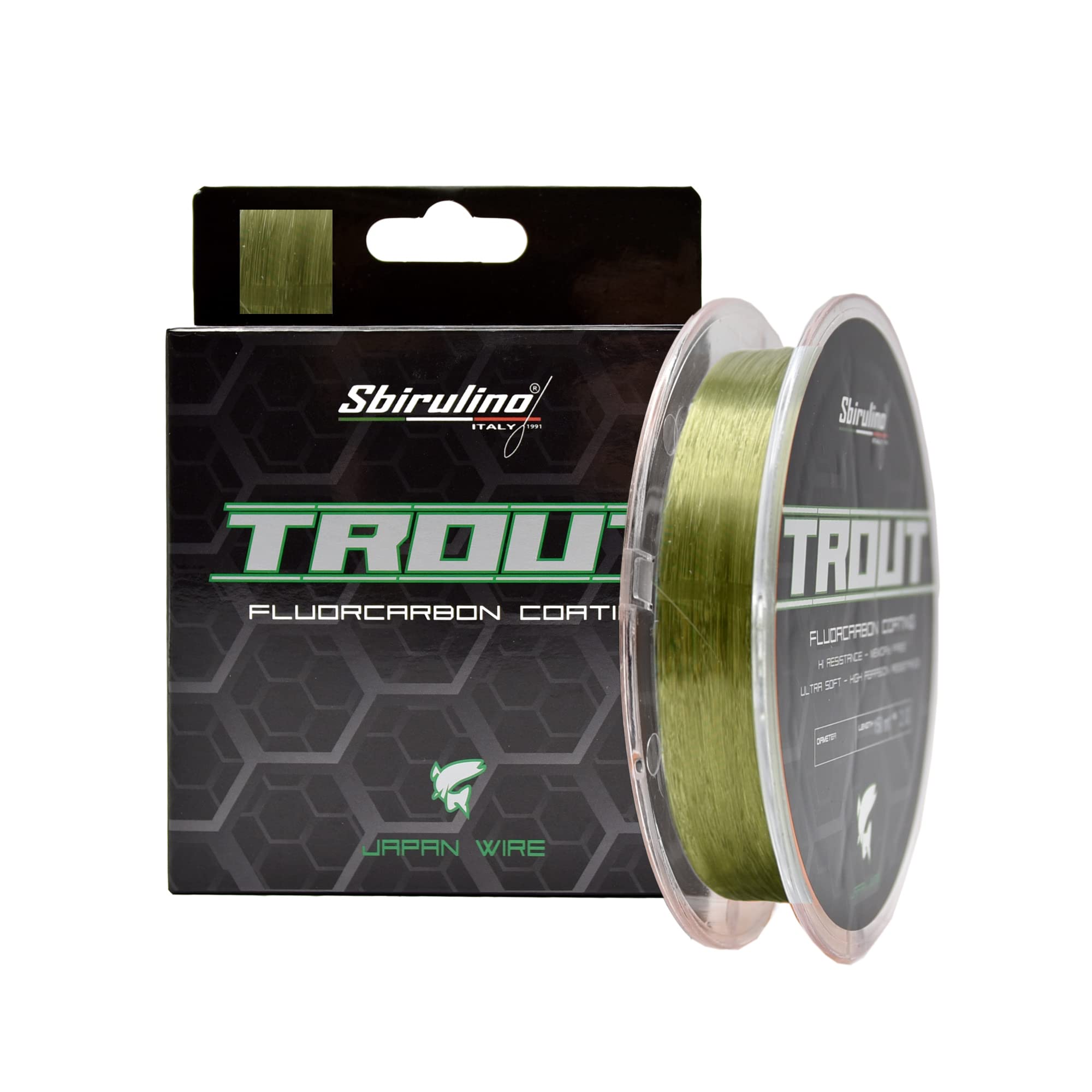 Sbirulino® fishing line fluorocarbon coating Trout MT 150-500-1000 diam. 0.12 to 0.25. Special trout competition.