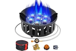 Bestfire Propane Burner, 72,000 BTU Single Burner Gas Stove for Outdoor Cooking, Windproof Camping Stove with Piezo Ignition, Extended Hose & 3 Adapters, Portable with Carrying Bag