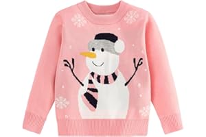 PERDECA Toddler Boy Girl Sweatshirt Christmas Kids Knit Sweatshirt Pullover Sweater elk Tops Warm Deer Tees 1-6T Red