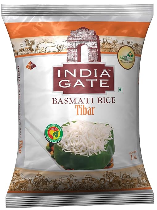 INDIA GATE Tibar Aged Basmati Rice Long Grain Everyday Rice 1 Kg