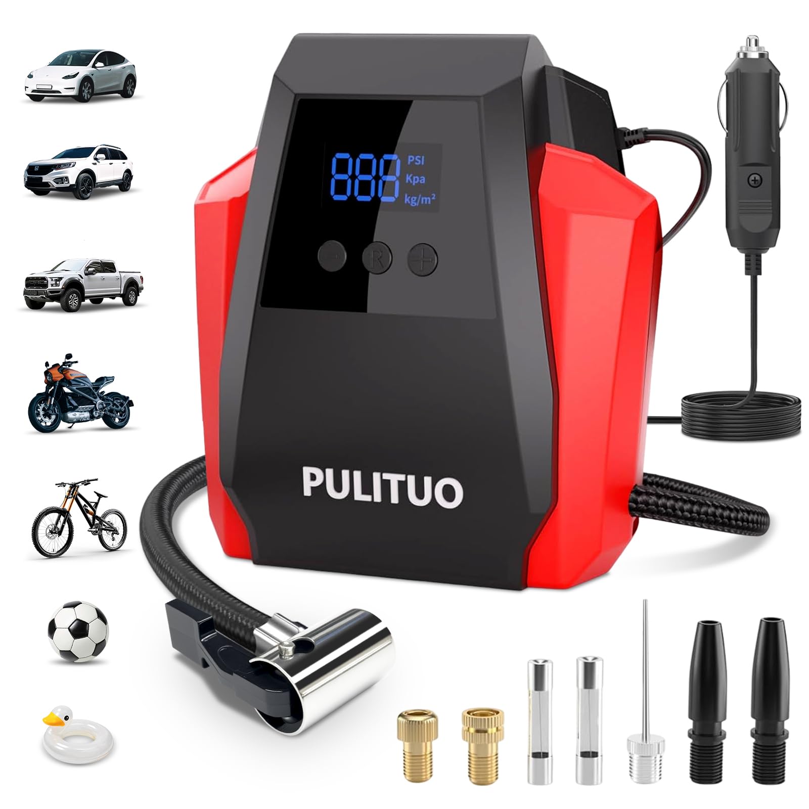 Photo 1 of ****IT IS UNKNOWN IF THE ITEM IS MISSING ANY PARTS***PULITUO Tire Inflator Portable Air Compressor - Car Accessories 12V DC Air Pump for Car Tires with Digital Pressure Gauge, Emergency LED Light for Wheel,Bike, Ball, Motor